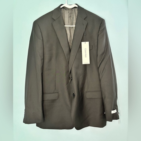 NEW Calvin Klein Mens 100% Wool  44 Long Black Blazer NWT $350 - Picture 1 of 9